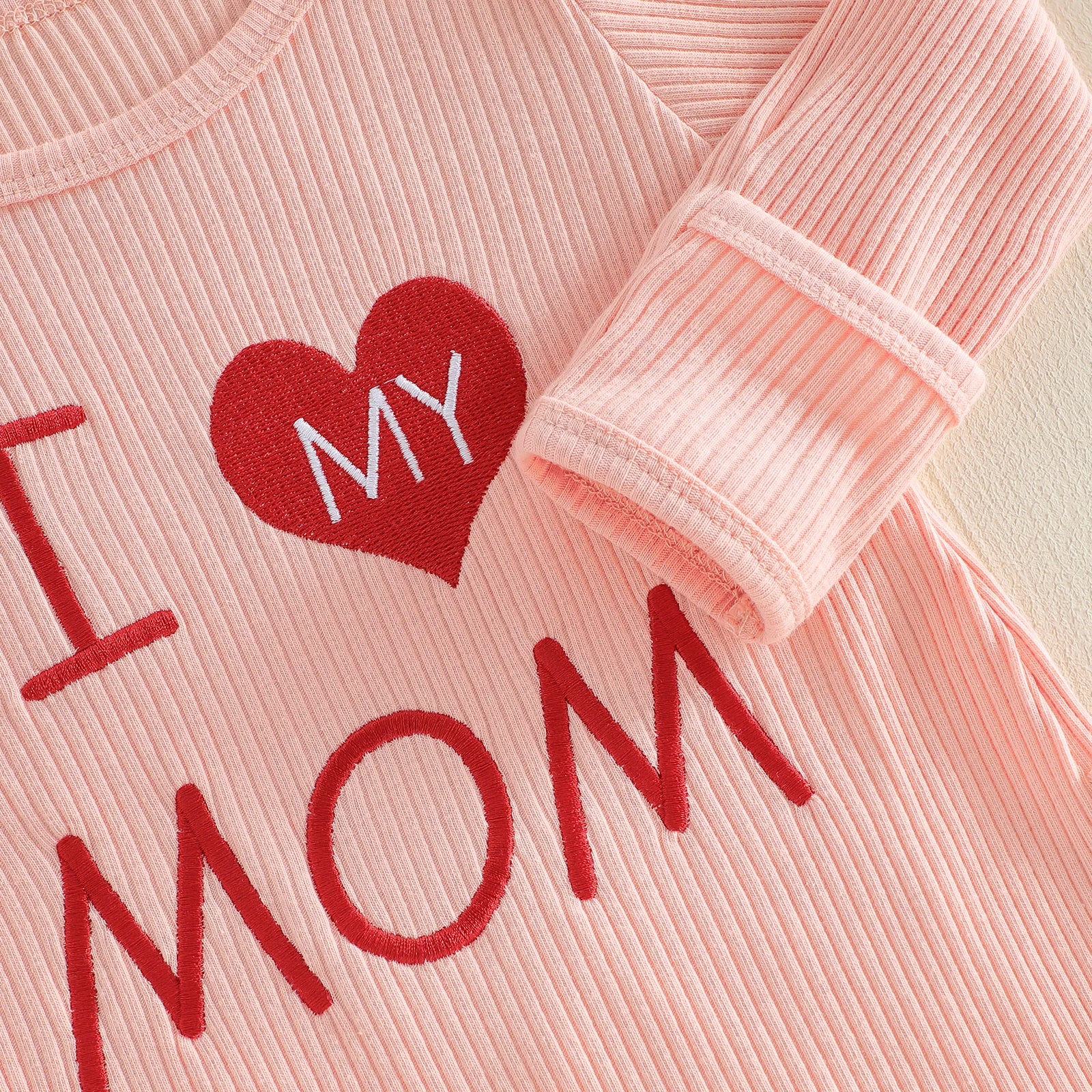 "I Love My Mom" Baby Girl Romper & Headband Set