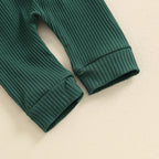 Solid Ribbed Collared Button Outfit