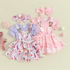 Bunny Ruffle Overalls Easter Dress Outfit