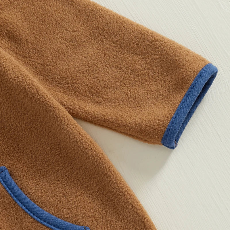 Solid Fleece Pocket Romper