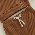 Solid Ribbed Hooded Jogger Set