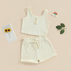 Solid Ribbed Button Tank & Shorts