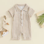 Striped Collared Pocket Romper