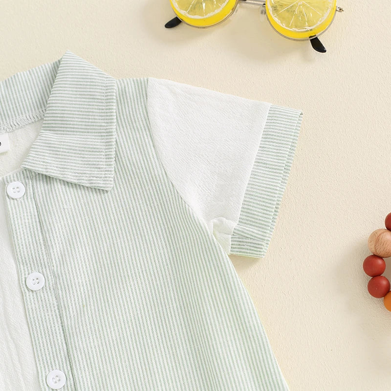Collar Stripes Romper