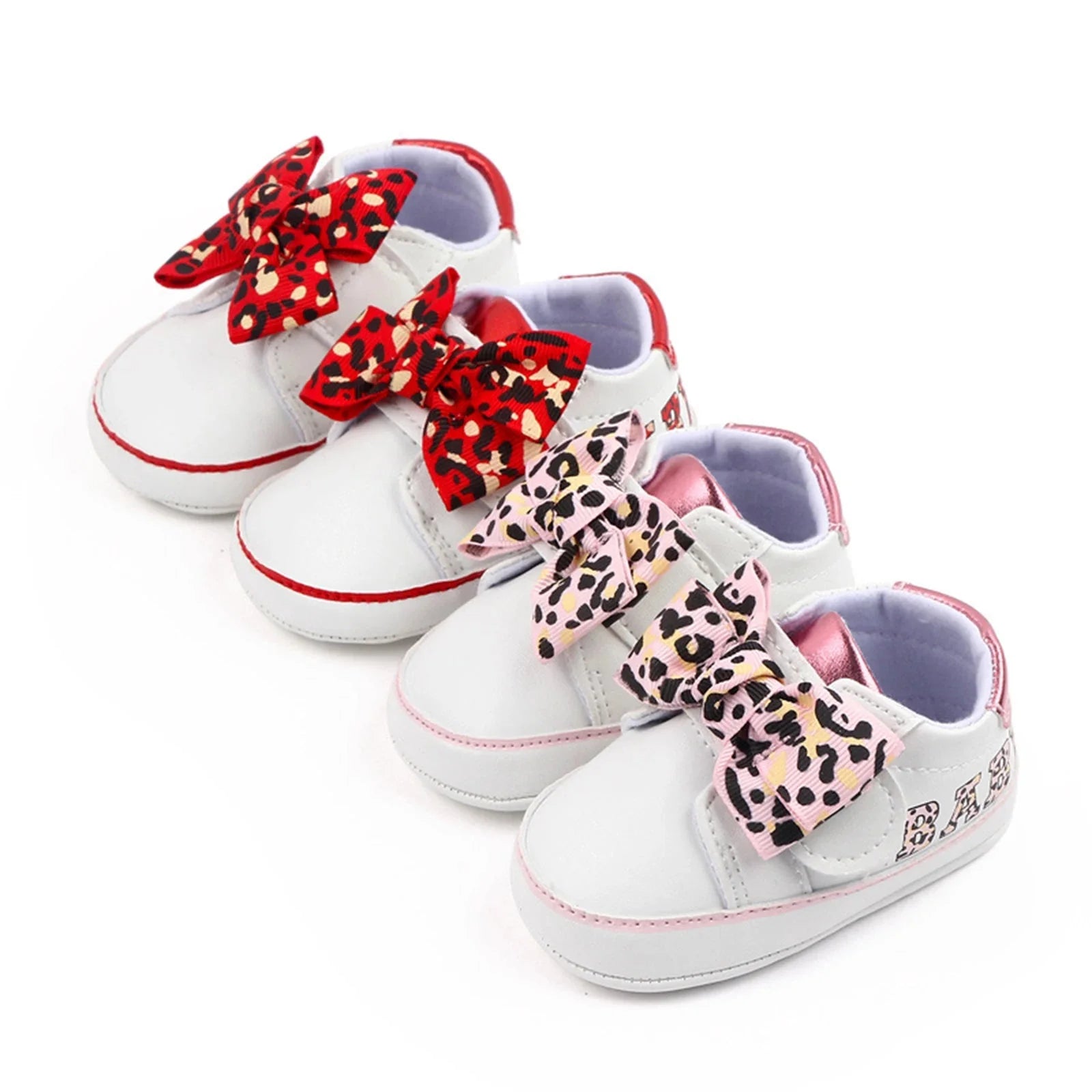 Leopard Bow Baby Sneakers