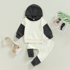 Contrast Color Hoodie Jogger Set