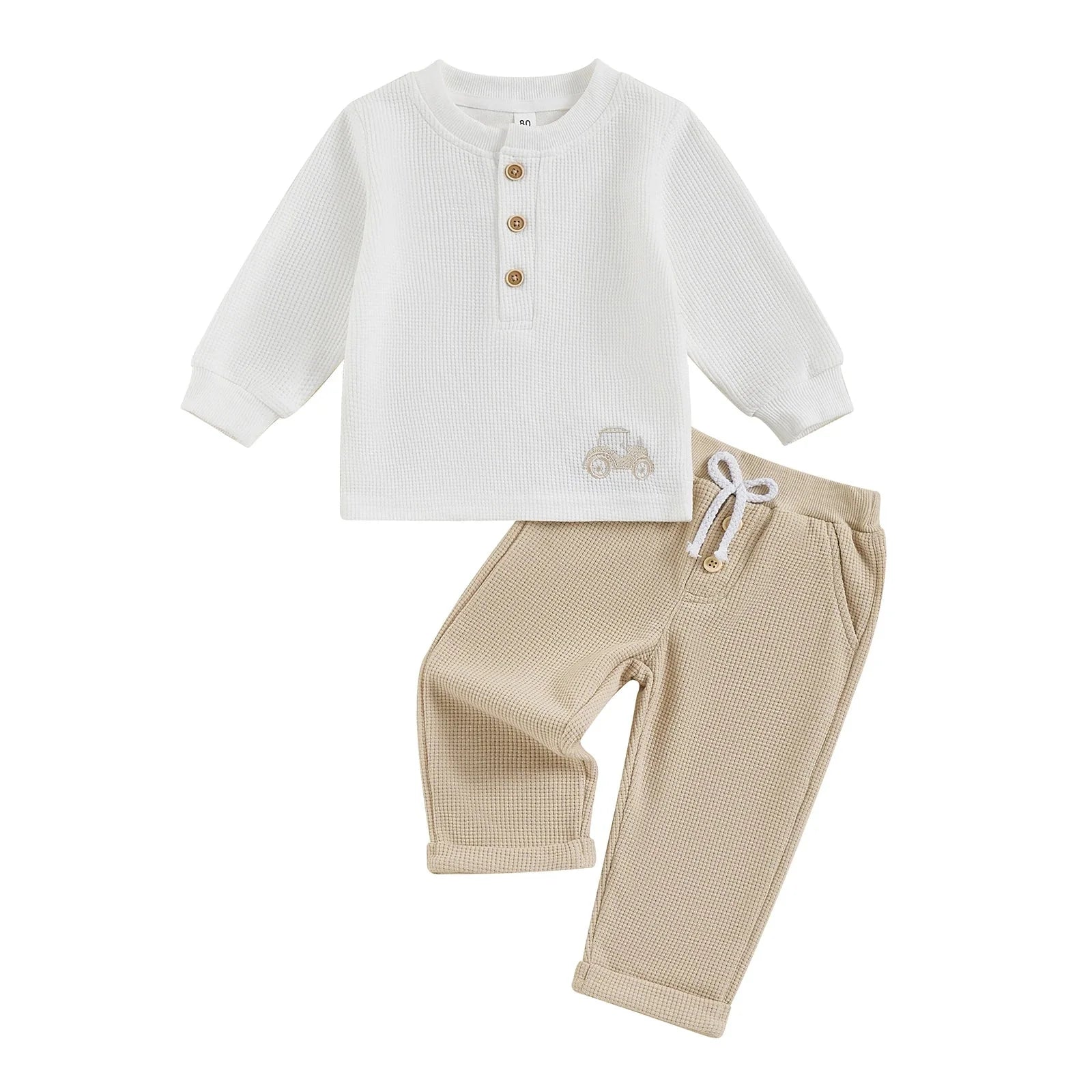 Button Tractor Boy Outfit