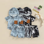 Hooded Pocket Tie Dye T-Shirt & Shorts