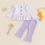 Ribbed Ruffles Patterned Top & Pants
