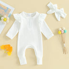 Ruffled Ribbed Solid Onesie & Bow