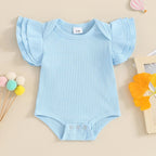 Solid Ribbed Ruffles Onesie
