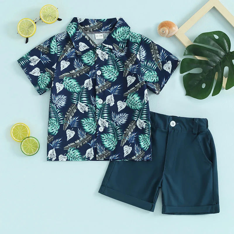 Summer Beach Days Collared Shirt & Shorts