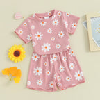 Ribbed Flower T-shirt & Shorts