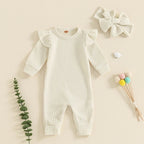 Solid Skye Ruffle Onesie & Bow