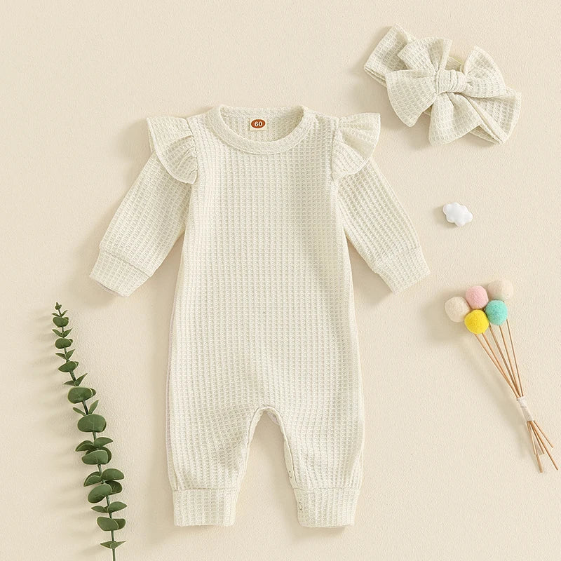 Solid Skye Ruffle Onesie & Bow