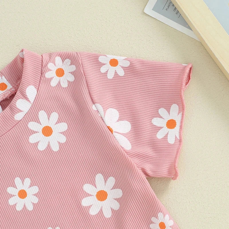 Ribbed Flower T-shirt & Shorts
