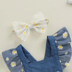 Denim Lace Daisy Dress & Headband