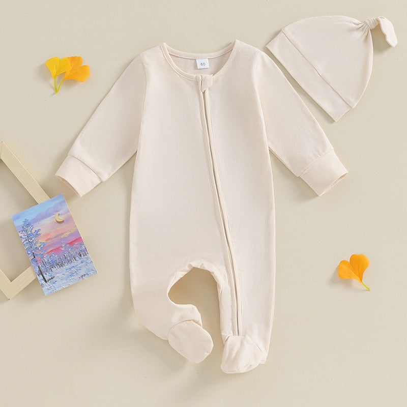 Footie Zipper Onesie & Hat