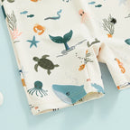 Short Sleeve Animal Life Swimsuit & Hat