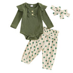 Ribbed Ruffle Polka Dot Outfit & Bow