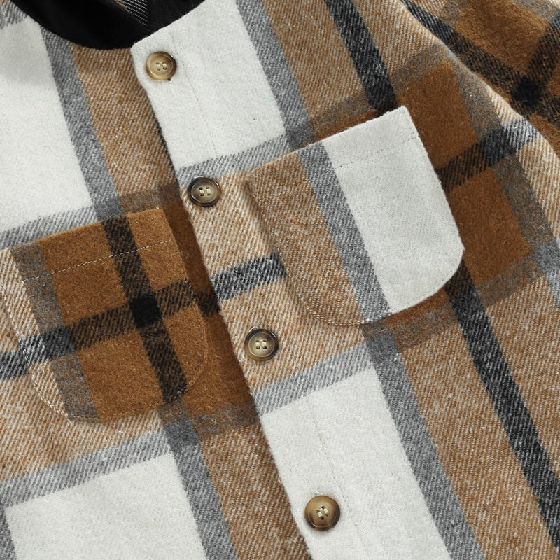 Plaid Hoodie Top with Solid Pants