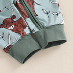 Ribbed Cow Full Sleeve Romper
