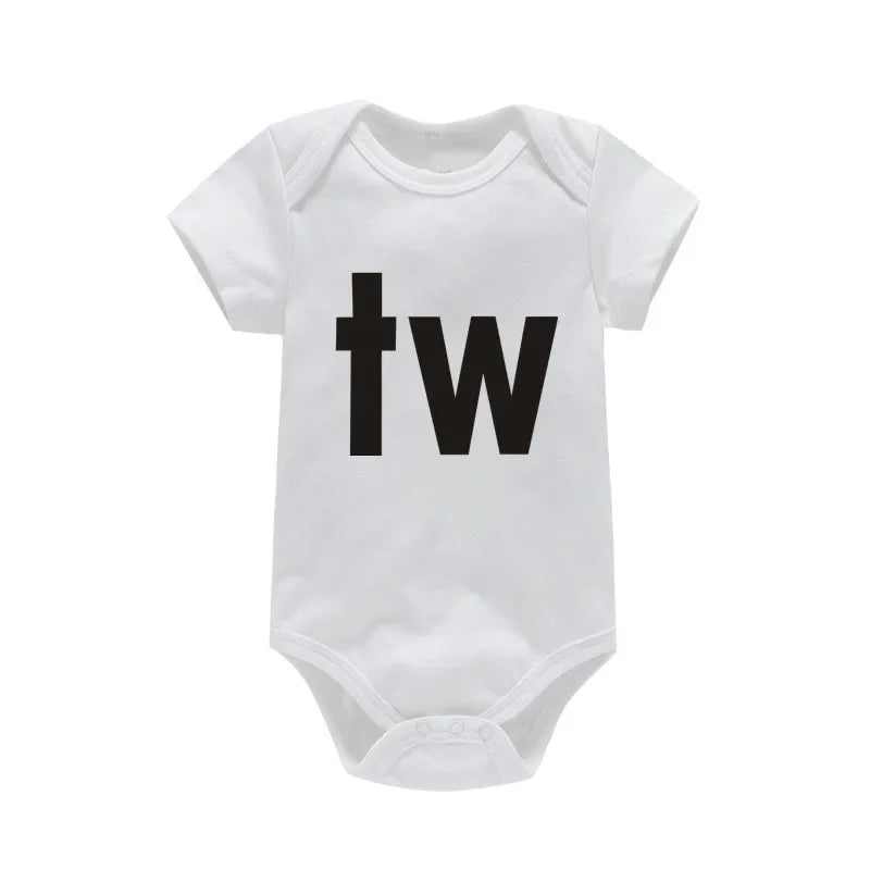 Twin Matching Black Baby Bodysuits – TW & IN