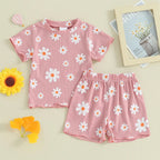 Ribbed Flower T-shirt & Shorts