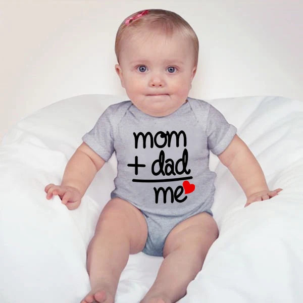 Mom Plus Dad Equals Me Funny Onesie (Multiple Colors)