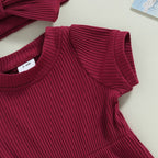Solid Ribbed Onesie & Headband