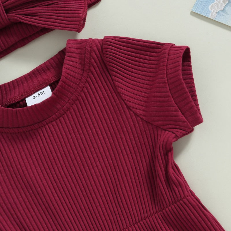 Solid Ribbed Onesie & Headband