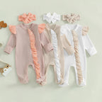 Solid Frill Footie Onesie & Bow