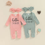 Hello I'm New Here Ribbed Onesie & Bow