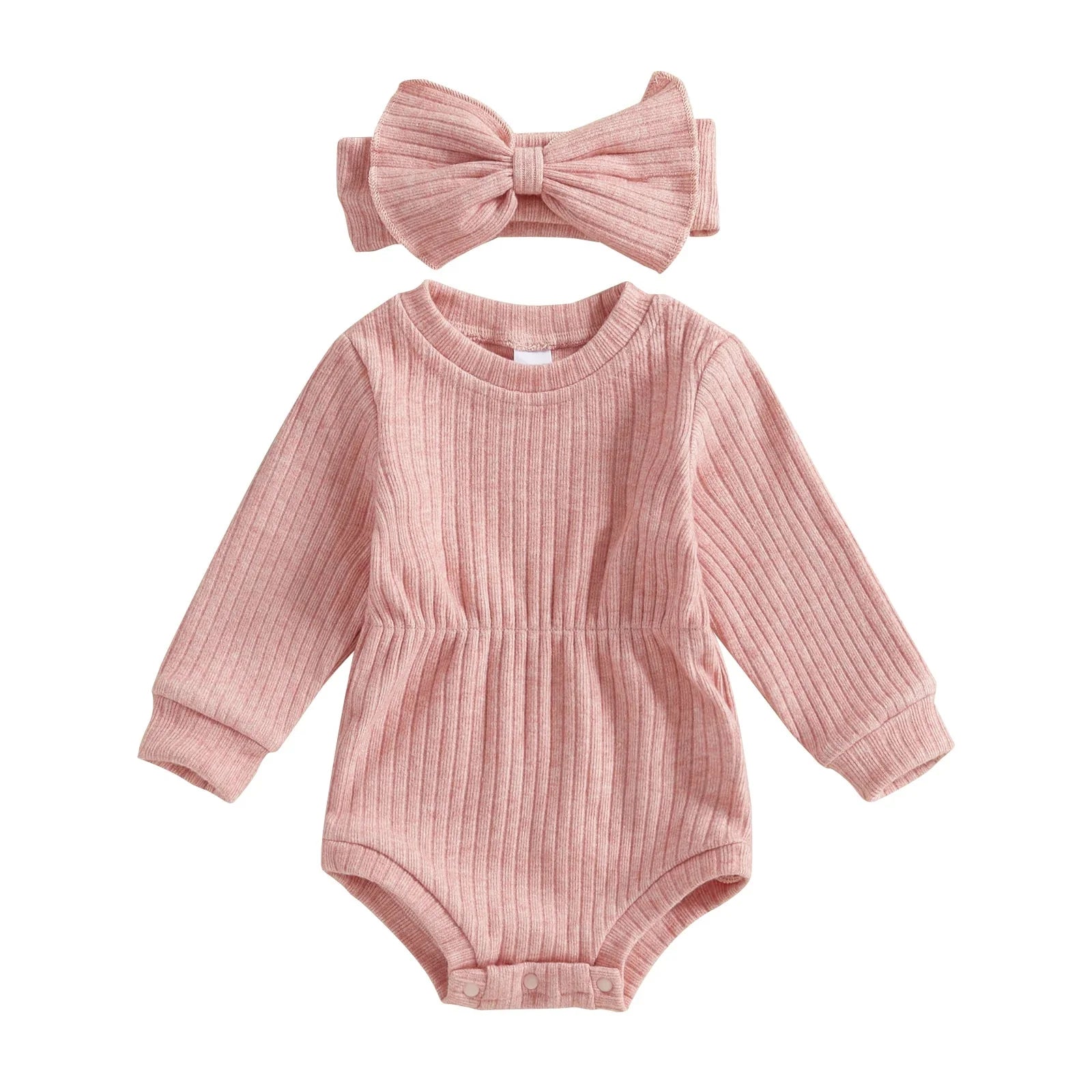 Solid Shaila Ribbed Onesie & Headband