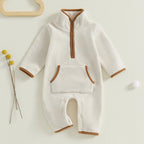 Solid Fleece Pocket Romper