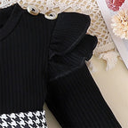 Baby Girl Houndstooth Romper Dress Set