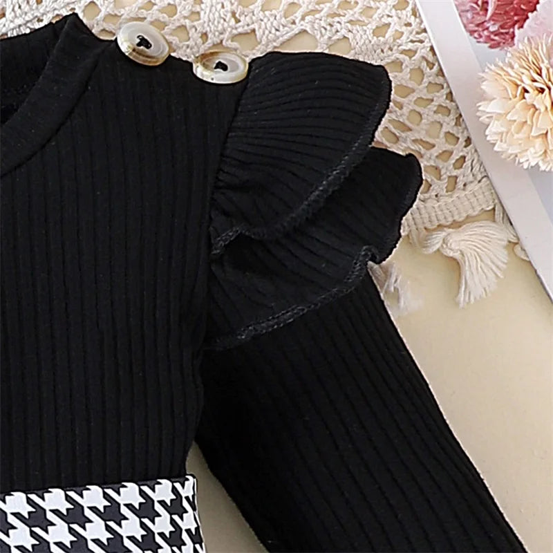 Baby Girl Houndstooth Romper Dress Set