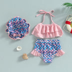 Ruffled Mermaid Fruit Swimsuit & Hat