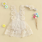Elegant Lace Flower Dress & Headband