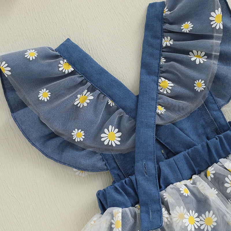 Denim Lace Daisy Dress & Headband