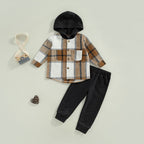 Plaid Hoodie Top with Solid Pants