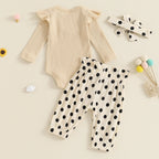 Ribbed Ruffle Polka Dot Outfit & Bow