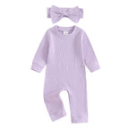 Solid Ribbed Romper & Headband