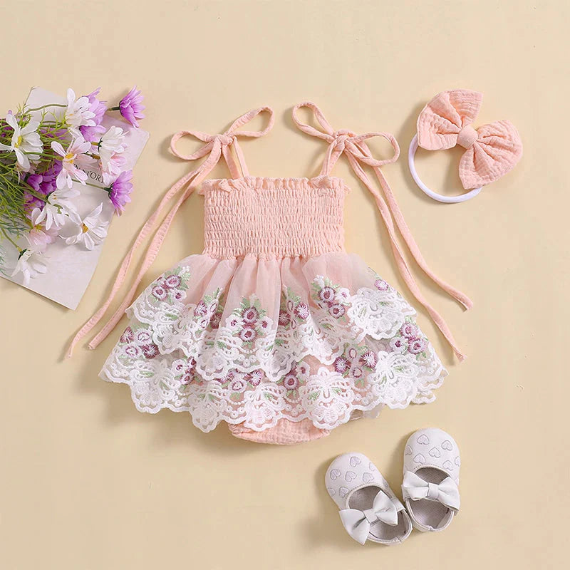 Embroidered Floral Dixie Dress & Headband