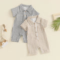 Striped Collared Pocket Romper