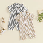 Striped Collared Pocket Romper