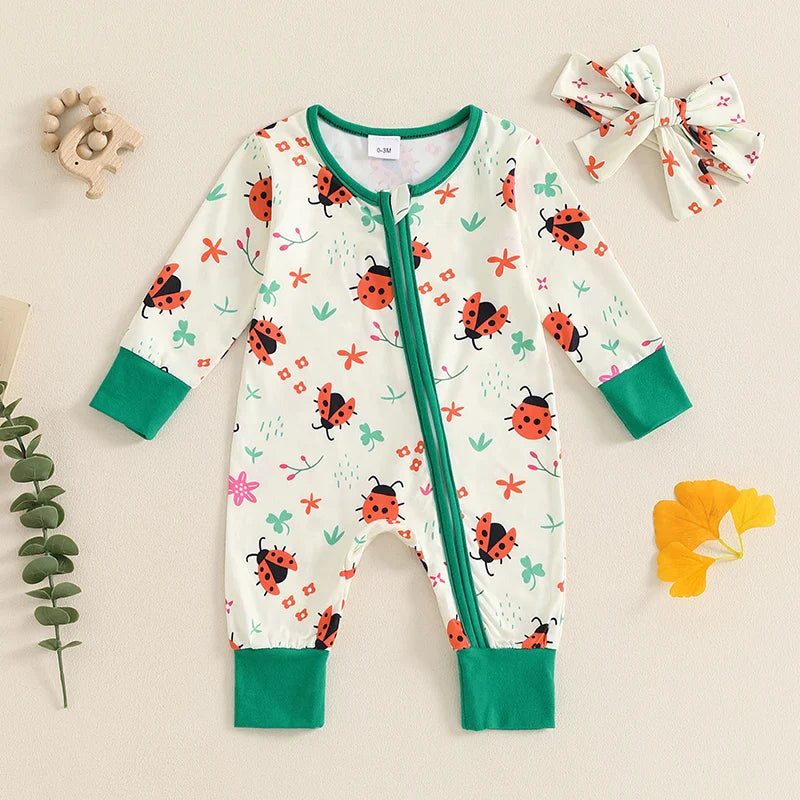 Lady Bug Floral Onesie & Bow