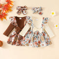 Floral Ruffled Suspender Skirt Outfit