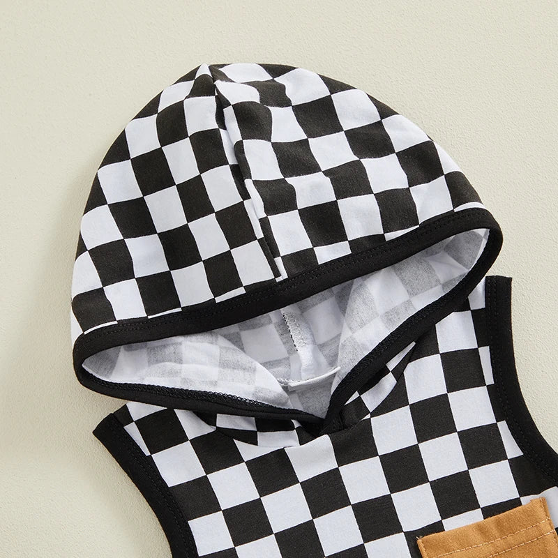 Hooded Checkered Romper