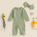 Solid Ribbed Romper & Headband